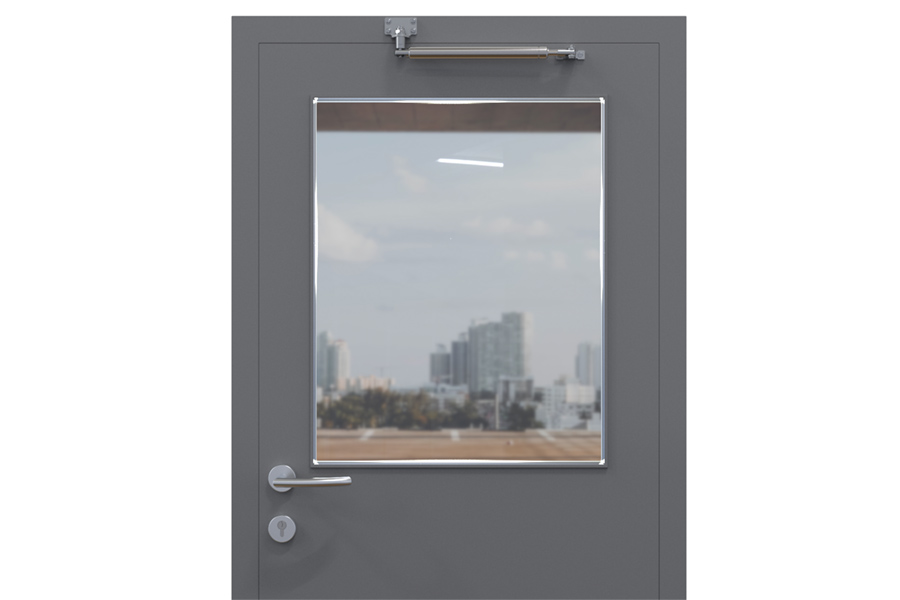 Puerta que abre al exterior, instalación estándar (vista interior) | accesorios: 205489, 205511 y 205197